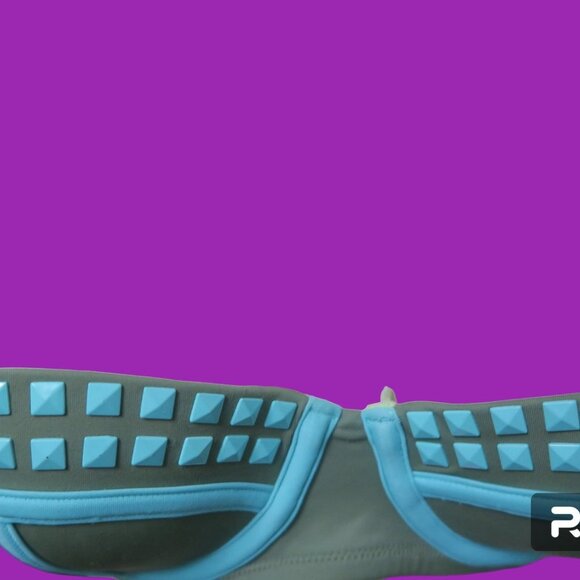 Victoria's Secret strapless geometric stone bikini top in green  blue size 34B - Picture 5 of 8